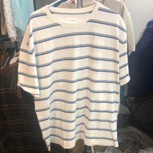 Lucky Brand Blue and White Striped Short Sleeve Tee